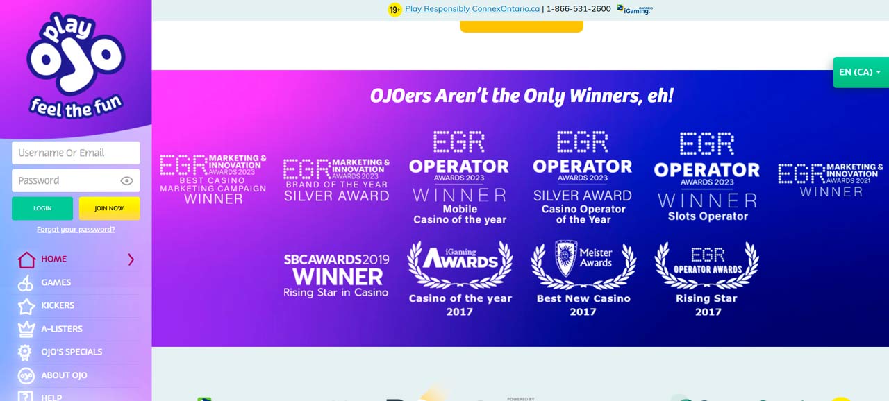 PlayOJO casino online Ontario