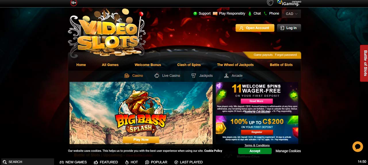 Videoslots casino online Ontario